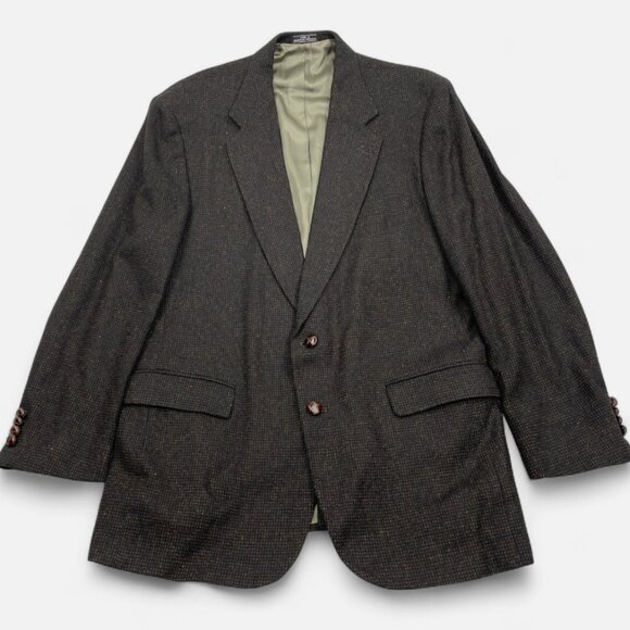 Woolrich Brown Tweed Check Sport Coat Jacket Wool Blazer Men's 44 L Long - Picture 1 of 12